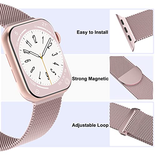 3 Pack Mesh Metal Band Compatible with Apple Watch Band 38mm 40mm 41mm 42mm 44mm 45mm 46mm 49mm, Stainless Steel Magnetic Loop Strap for iWatch Ultra 3 2 1 Series 11/10/9/8/SE/7/6/5/4/3 Men Women