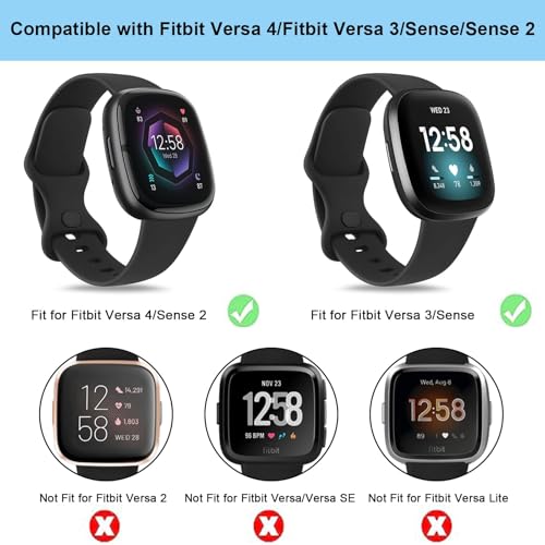 Meliya Leather Bands Compatible with Fitbit Versa 4 Bands/Fitbit Versa 3 Bands/Sense 2 Bands/Fitbit Sense Watch Bands for Women Men, Classic Genuine Leather Wristband Straps (Black)