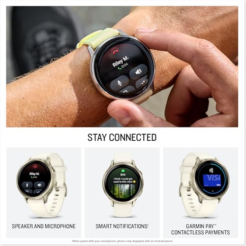 Garmin Venu 4, 41mm, Advanced Fitness Tracker GPS Smartwatch, 1.2" AMOLED Display, Built-in Flashlight, 10 Days of Battery Life, Lunar Gold with Bone Silicone Band (Watch Bundle)