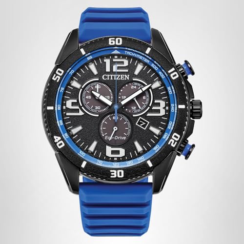 Citizen Men's Eco-Drive Sport Casual Brycen Watch, Blue Silicone Strap, Chronograph (Model: AT2586-05E)