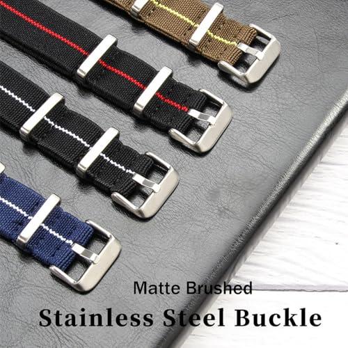 Niziruoup Nylon Elastic Watch Strap Military Parachute Style Watch Band 18mm 20mm 22mm Premium Striped Nylon One-Piece French Paratrooper Watchband Smartwatch Band Replacement Strap for Men Women