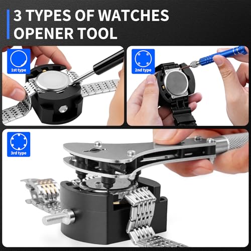 XOOL 210 PCS Watch Repair Kits, Including Watch Battery Change Kit, Watch Case Opener, Link Remover, Spring Bar Tools, Screwdrivers, and Portable Carrying Case with Instruction Manual