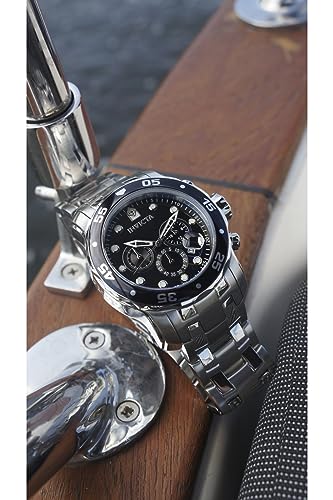 Invicta Men's 0069 "Pro Diver Collection" Stainless Steel Watch, Silver/Black
