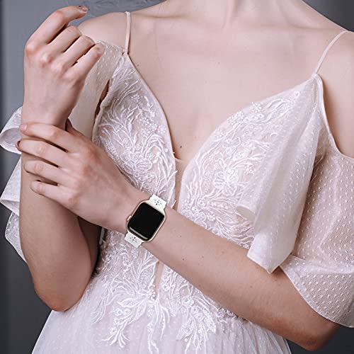 Bandiction 4 Pack Lace Silicone Bands Compatible with Apple Watch Bands 38mm 40mm 41mm 42mm 44mm 45mm 46mm 49mm, Women Slim Thin Hollow-out Wristband for iWatch Series 11 10 9 Ultra 8 SE 7 6 5 4 3 2 1