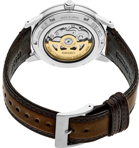 SEIKO SRPL75 Watch for Men - Presage Collection - Champagne Gold Dial with Date Calendar, 50M Water Resistance, Screw See-Through Caseback, 39.5mm Case Diameter