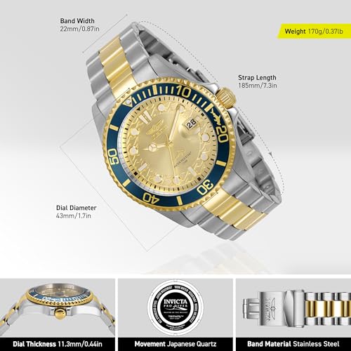 Invicta Men's Pro Diver Quartz Watch, Two Tone, 30022