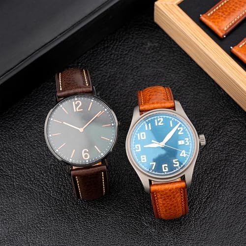 Gomvadr Italian Leather Watch Band Tuscany Natural Vegetable-Tanned Leather Strap,18mm 19mm 20mm 21mm 22mm XL XXL Quick Release Replacement Watch Straps for Men and Women, Thick and Soft (Cognac / Silver Buckle, 20mm-Standard)
