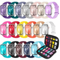 18 Pack Sport Band Compatible with Apple Watch Bands 40mm 41mm 38mm 42mm 44mm 45mm 46mm 49mm for Women Men,Silicone iWatch band with Watch Band Organizer for iWatch SE Series 10/9 8 7 6 5 4 3 2 Ultra