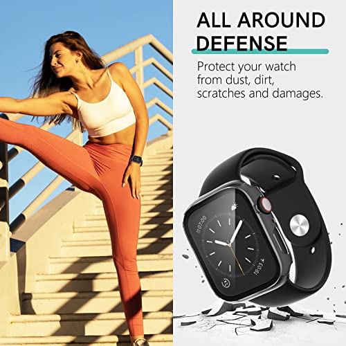 COMMUTER 3 Pack Case with Tempered Glass Screen Protector for Apple Watch SE(3nd) 2025 SE 2/1 Series 6/5/4 40mm, Hard PC Ultra-Thin Cover for iwatch SE 3/SE 2/SE/6/5/4 40mm, Black/Clear/Starlight