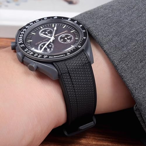 Nizonlaie Silicone Rubber Bands for Omega X Swatch Moonswatch Watch Strap 20mm Curved End Weave Style Premium Silicone Rubber Replacement Strap Women Men,for Omega Swatch Moonswatch Speedmaster