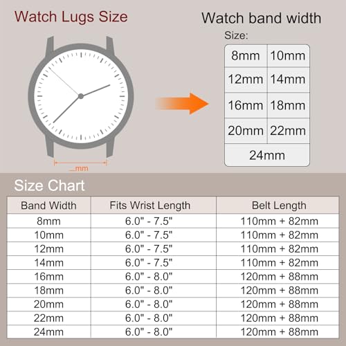 uxcell Black Genuine Leather Band 8mm Width, Flat Thin Elegant Leather Watch Strap Black Buckle for Men and Women