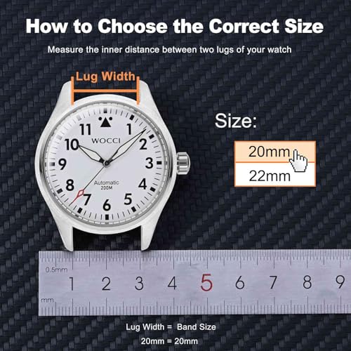 WOCCI 22mm Magnetic Silicone Watch Band, Tactile Ridged Texture, Quick Release (Black)