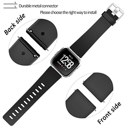 Wepro Band Compatible with Fitbit Versa 2 Bands for Women Men, Soft Band Compatible with Fitbit Versa Bands, Sport Waterproof Breathable Replacement Wristbands Strap for Versa Lite, Small, Black