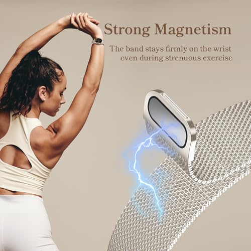 Compatible with Garmin Vivoactive 5 Watch Band/Vivoactive 6/3, 20mm Stainless Steel 2 Pack Metal and Mesh Bracelet Strap Wristband for Forerunner 165/55/245/570-42mm/Venu/Venu Sq Women Men Accessory