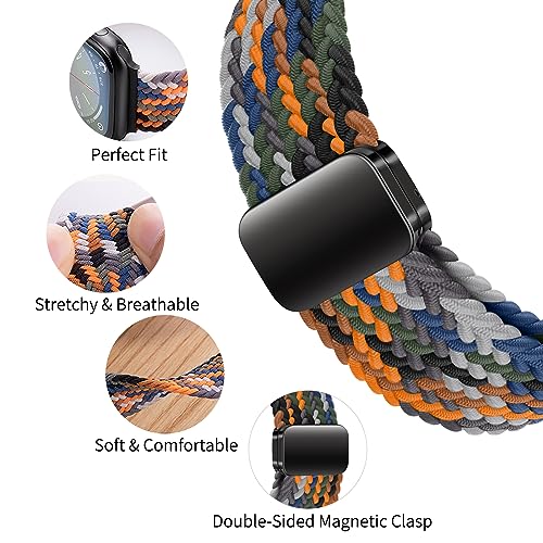 Qimela Sport Loop Compatible with Apple Watch Band 38mm 40mm 41mm 42mm 44mm 45mm 46mm 49mm for Women Men,Magnetic Strap Stretchy Braided Wristband for iWatch Series 11 10 9 8 7 6 5 4 SE Ultra 3 2 1