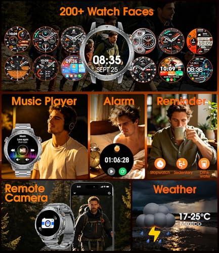 LIGE Military Smart Watch for Men, 1400mAh 60-Days Battery, 1.85" HD Smartwatch with LED Flashlight, 100+ Sports Mode, IP68 Waterproof, Pedometer, Fitness Watch for Android iOS