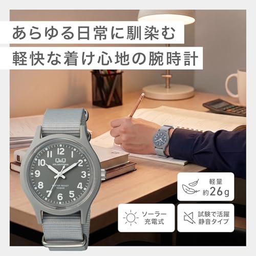 Citizen Q&Q Analog Solar Watch, 10 ATM Water-Resistant, Nylon Strap, navy, Classic
