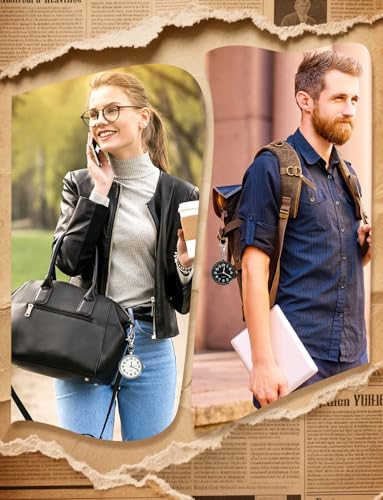 XJWWHZ 4Pcs Quartz Pocket Watch, Portable Watches with Keychain Outdoor