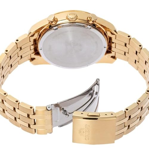 Orient Stretto Solar Chronograph Champagne Dial Gold Colour Strap Men’s Watch RA-TX0301G10B