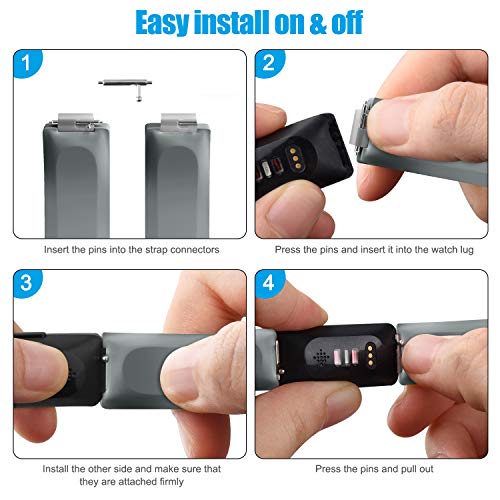Pack 3 Silicone Bands for Fitbit Inspire HR & Fitbit Inspire 2 &Fitbit Inspire & Ace 2 Replacement Wristbands for Women Men Small Large (Black+Navy Blue+Gray, Small: for 5.5"-7.9" wrists)