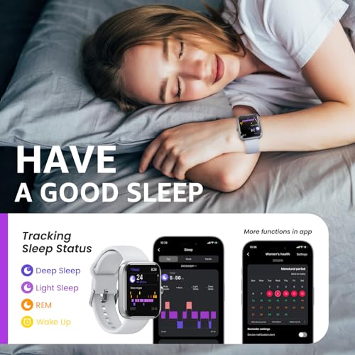 TOZO 2026 New Upgraded Smart Watch for Men Women for iPhone&Android, 1.83" Fitness Tracker Bluetooth Call [Answer/Make], IP68 Waterproof Sleep Monitor, 100+ Sport Modes Sliver