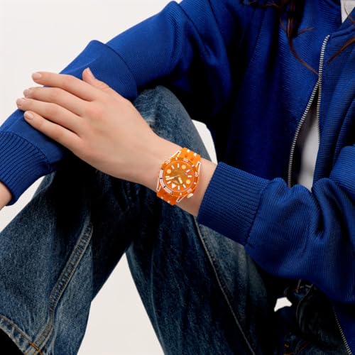 Swatch Scuba Unisex Casual Watch Bio-sourced Orange Quartz Water Resistant Pacific SEA Nettle