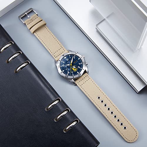 BINLUN Canvas Watch Bands Quick Release Sail Cloth Watch Straps Replacement 18mm 20mm 22mm 24mm Cotton Fabric Watchband for Men and Women with Silver/Black Buckle