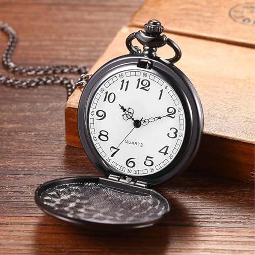 alladaga Set of 2 Classic Pocket Watch with Chain for Men and Women (Black Black)