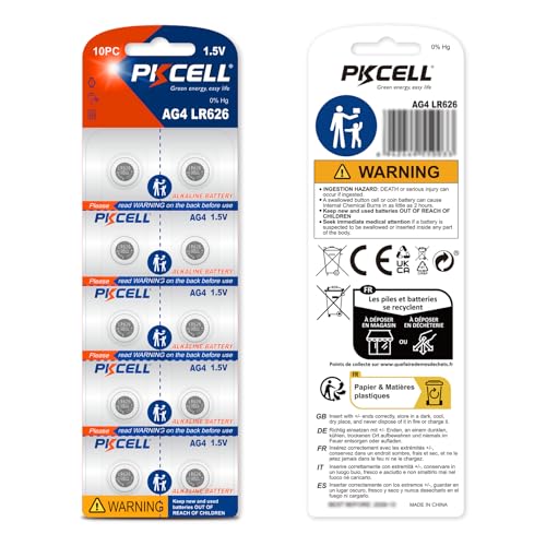 PKCELL SR626sw Watch Battery 10 Count, 377 Watch Battery LR626 Battery