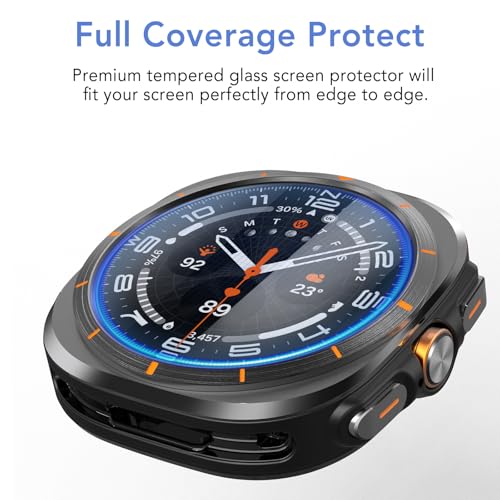 SPGUARD 2 Pack Samsung Galaxy Watch Ultra 47mm(2025/2024) Screen Protector,Auto-alignment Installation Kit Accessories Tempered Glass Screen Protector for ONLY Samsung Galaxy Watch Ultra 47mm(2025/2024)
