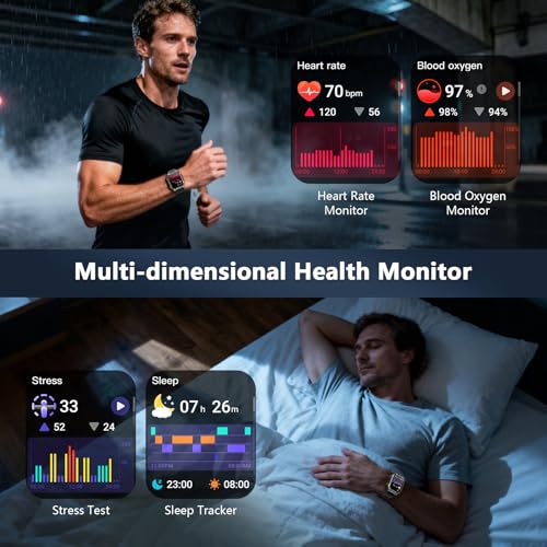 Blackview GPS Smart Watch for Men with ChatGPT, AI Translator, Compass & Flashlight/100-Day Battery/Bluetooth Calling/Health Monitor/100+ Sports,Fitness Tracker for iPhone/Android Phones