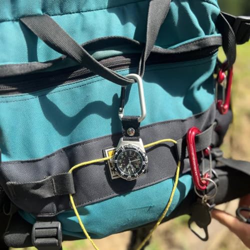Dakota Backpacker Clip, Clip Watch, Nylon Carabiner Strap, Lightweight Watch Watch, Outdoor Gifts for Men and Women, Use for Fishing, Hunting, Golf and More, Tactical Watch-Black
