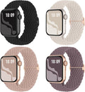 4 Pack Braided Stretchy Bands Compatible with Apple Watch 40mm 41mm 38mm 42mm 44mm 45mm 46mm 49mm Women Men, Breathable Nylon Elastic Daily Use Straps for iWatch Series 11/10 9 8 7 6 5 4 3 SE/Ultra 2