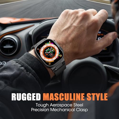 Milanese Loop Compatible for Apple Watch Ultra 3 2 1 Band 49mm 46mm 45mm 44mm 42mm, Men Stainless Steel Rugged Mesh Band with Strong Magnetic Clasp, Adjustable Metal Strap for iWatch Series 11/10/9/8/7/6/5/4/SE/Ultra