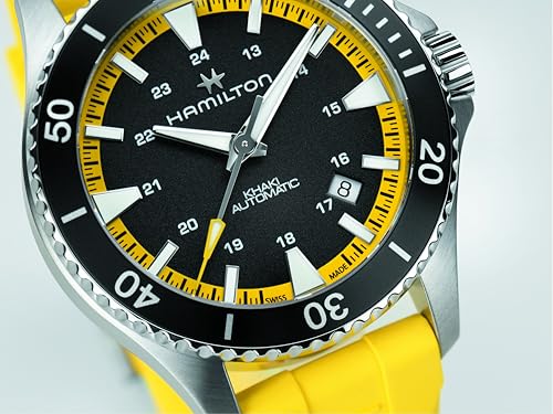 Hamilton Khaki Navy Scuba Automatic Men's Watch, 40mm Stainless Steel Case, Swiss Made, Black Dial Analog Wrist Watch for Men, 100m Waterproof, Sapphire Crystal, 3-Hand Movement, Rubber Strap