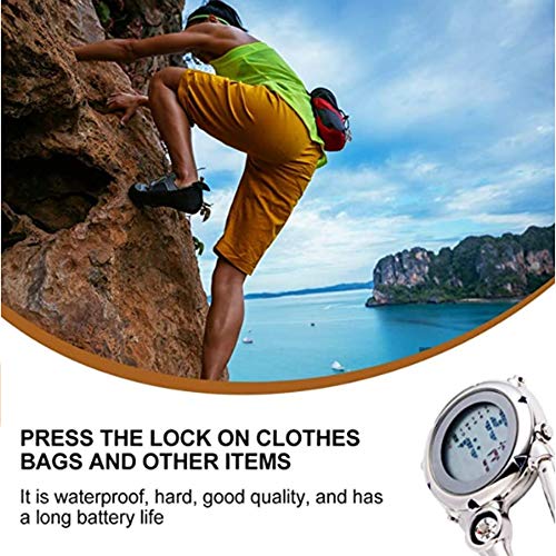 ZOVEDAIUG Digital Pocket Clip Watch for Men Carabiner Watch Backpack Fob Belt Waterproof Clip Watch with Alarm Clock Date Week for Outdoor Sports (White)