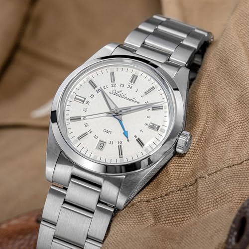 Addiesdive AD2065 36mm 515 GMT Mens Watch Sapphire Crystal Glass BGW9 Luminous 10Bar Water Resistant, White Dial