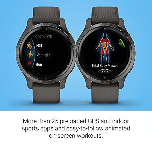 Garmin Venu 2S, Smaller-Sized GPS Smartwatch with Advanced Health Monitoring and Fitness Features, Slate Bezel with Graphite Case and Silicone Band, (010-02429-00) (Renewed)