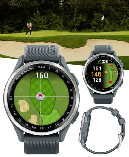 Garmin Approach S44 Golf GPS Smartwatch Silver Aluminum Bezel with Twilight Silicone Band with Wearable4U Power Bank Bundle