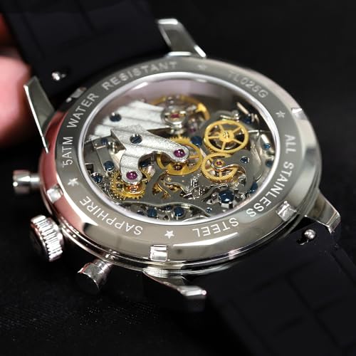 Men's Mechanical Chronograph 40 mm Seagull ST1901 Movement Pilot Watches Manual Winding Men Watch Sapphire Luminous Men's Mechanical Wristwatch (Black)