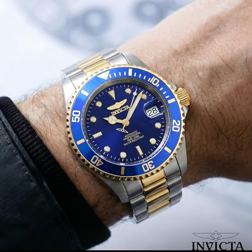 Invicta Men's Pro Diver 40mm Steel and Gold Tone Stainless Steel Automatic Watch with Coin Edge Bezel, Two Tone/Blue (Model: 8928OB)