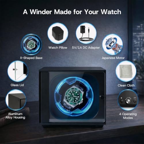 Cevale Single Watch Winder Watches,Premium Anodized Aluminum Watch Winders