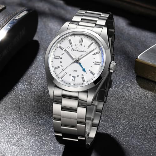 Addiesdive AD2065 36mm 515 GMT Mens Watch Sapphire Crystal Glass BGW9 Luminous 10Bar Water Resistant, White Dial