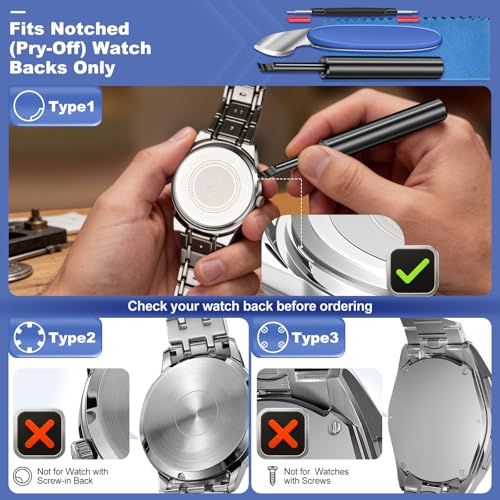 SMPUAGU 4PCS Watch Repair Kit for Pry-Off Watch Backs, Watch Battery Replacement Tool Kit, Watch Back Remover & Watch Case Opener Knife