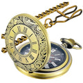 LYMFHCH Vintage Pocket Watch Roman Numerals Scale Quartz Pocket Watches with Chain Christmas Graduation Birthday Gifts Fathers Day