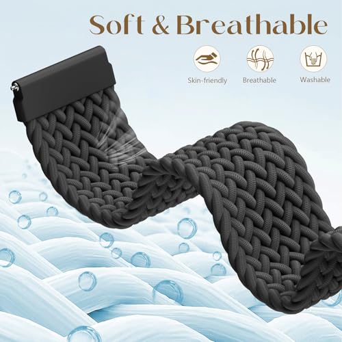 XIDESSEN 2 Pack 20mm Braided Nylon Bands Compatible with Timex Expedition Scout 40mm/Acadia 40mm/Weekender/Field Chronograph 43mm/Rugged Core Analog/Timex Easy Reader Watch Band for Men Women