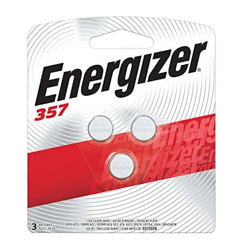 Energizer 357/303 Batteries (3 Pack), 1.5V Silver Oxide Button Batteries