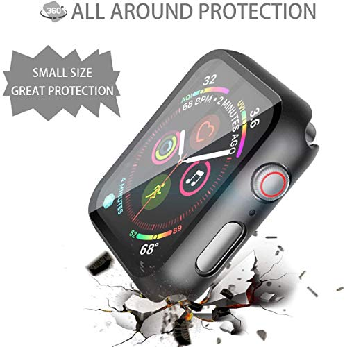 Misxi 2 Pack Hard PC Case with Tempered Glass Screen Protector Compatible with Apple Watch SE 3 (2025) SE 2 SE Series 6 Series 5 Series 4 40mm, Black