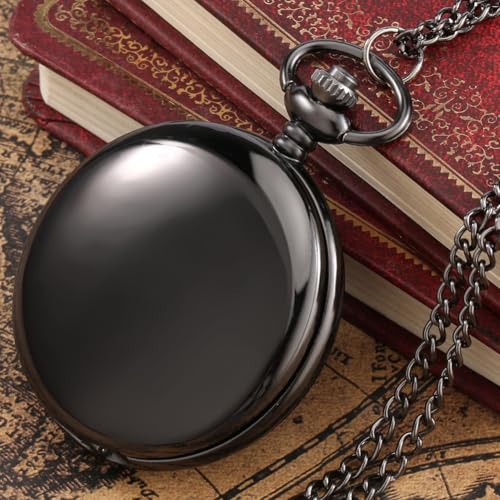 LYMFHCH Smooth Vintage Pocket Watch with Chain, Arabic Numerals Scale Mens Watch Christmas Graduation Birthday Gifts Fathers Day