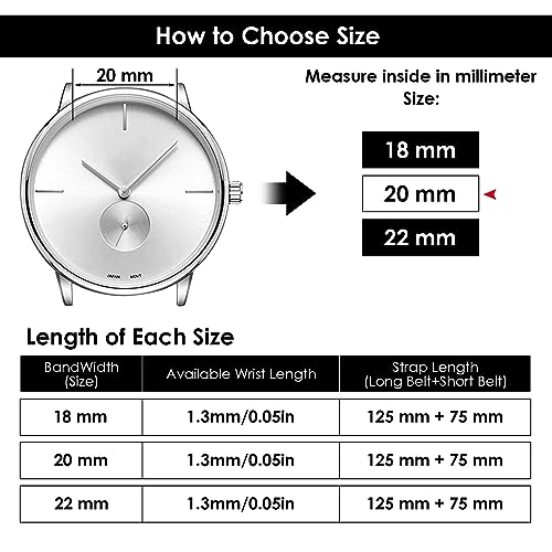 Cobee Leather Watch Straps - Soft Calfskin Leather Watch Band Quick Release Replacement Watchband for Men & Women - Universal Watches Bracelet - Stainless Steel Clasp Buckle (Dark Brown, 20mm)